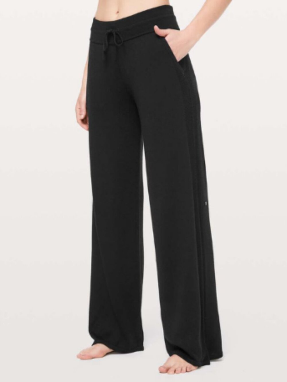 Lululemon "In The Comfort Zone" Black Cashmere Blend Wide Leg Pants